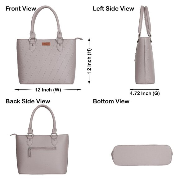 Top-Handle Tote Bag – Vegan Leather Women's Mauve Satchel Purse or Shoulder Bag - Picture 3 of 11